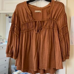 Free people- Burnt orange tie blouse
